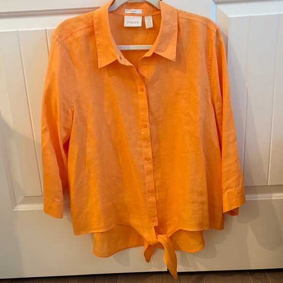 Chicos Linen Blouse - Picture 1 of 7